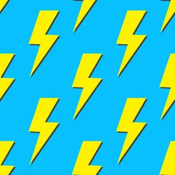 Electric lightning bolt seamless pattern. Vector background. Stock Illustration
