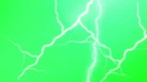 Electric lightning bolt strike on vibrant neon green background for high-energy 库存影片 343807488