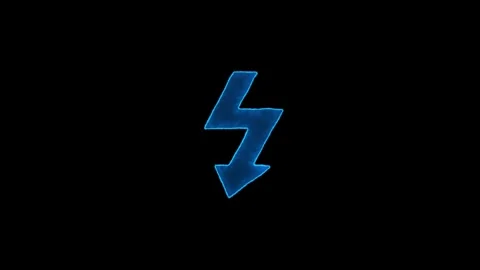 Electric lightning bolt symbol blue glowing energy power danger warning mot.. Stock Footage 329145100