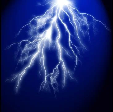 Electric lightning on a dark blue background Stock Illustration