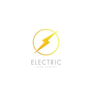 Electric Lightning Logo Design Template Flat Style Vector Stock Illustration