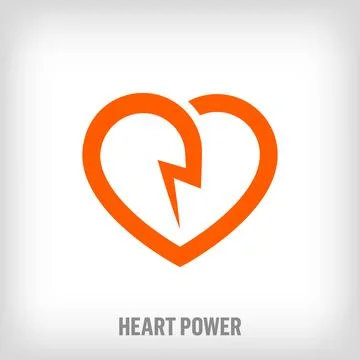 Electric lightning logo inside creative heart. Stock Illustration