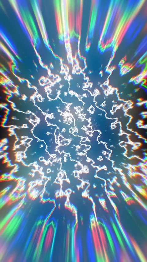 Electric Lightning Rainbow Chromatic Burst Abstract Video stock 341965293