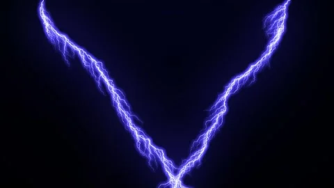 Electric Lightning Strike Animation on black background Vídeos de archivo 310611121