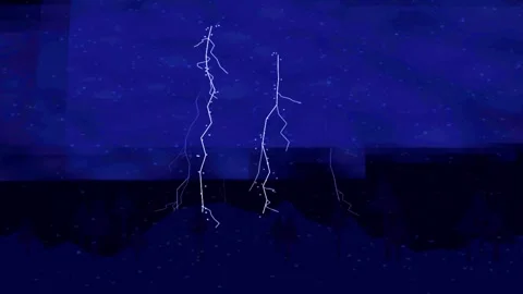 Electric lightning strike illuminating dark stormy sky with atmospheric dra.. Видео 347742593
