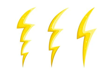 Electric lightnings and flashes in comic style. Cartoon lightnings set. Vector Stock Illustration