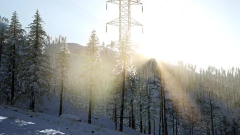 Electric Line at Sunrise Illustrazione stock