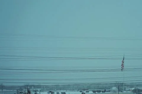 Electric lines on sky background. Stock Photos