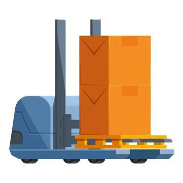 Electric loader lifting cardboard boxes on wooden pallet in warehouse Stock Illustration