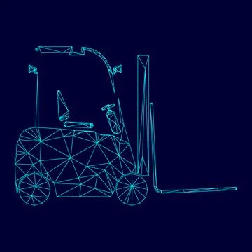 Electric loader low poly triangulation triangulated polygonal electric cyan b Stock Illustration