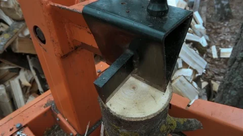 Electric log splitter, closeup, 4K 스톡 동영상 88922276