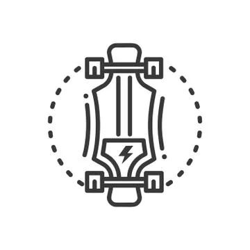 Electric longboard - line design single isolated icon Stock Illustration