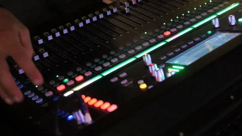 Electric machine on table for working of sound designer or club dj Vídeos de archivo 122297360