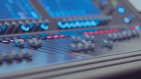 Electric machine on table for working of sound designer or club dj at party. Video stock 124224992