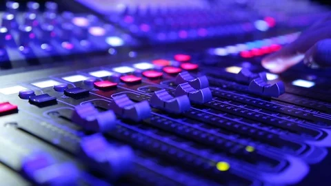 Electric machine on table for working of sound designer Vidéo 128017582