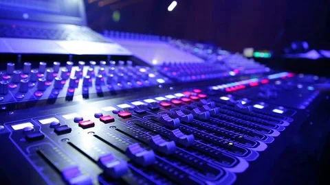 Electric machine on table for working of sound designer Vidéo 128017604