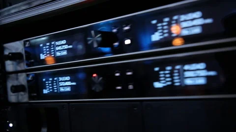 Electric machine on table for working of sound designer Stock Footage 128017605