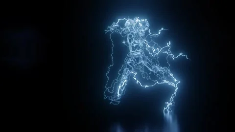 Electric Man Running Quantum World 2 Stock Footage 265010525