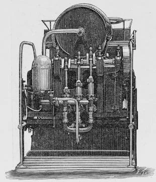 Electric material of the Paris Firemen Electrical Pump French weekly newspaper Stock Illustration