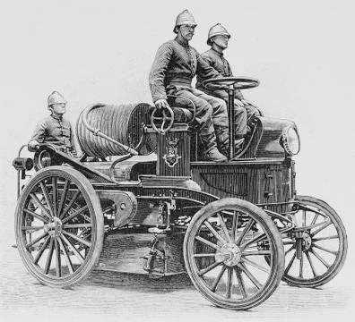 Electric material of the Paris Firemen Electrical Pump French weekly newspaper Stock Illustration