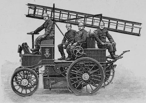 Electric material of the Paris Firemen Van French weekly newspaper Stock Illustration