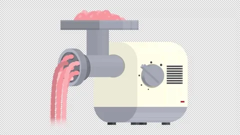 Electric meat grinder. Animation of a kitchen appliance. Cartoon Stock Footage 165089998