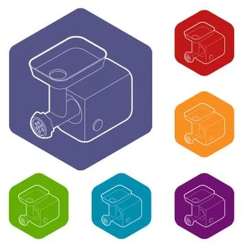 Electric meat grinder icons vector hexahedron Illustrazione stock