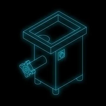 Electric meat grinder machine processing food preparing mincing beef isometri Stock Illustration