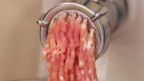 Electric meat grinder meat chops mincemeat Stock Footage 88030020