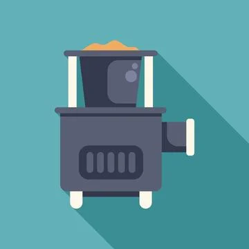 Electric meat grinder processing food icon with long shadow Stock Illustration