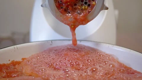 Electric Meat Grinder Processing Fresh Red Tomatoes Into Juice Stock Footage 330117107