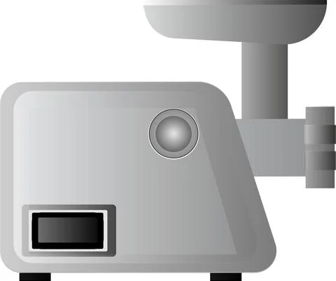 The electric meat grinder is silver. Technic. Stock Illustration