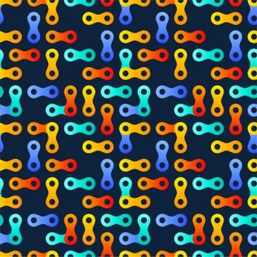 Electric metaballs tech seamless pattern. Organic circular shapes that link t Stock Illustration