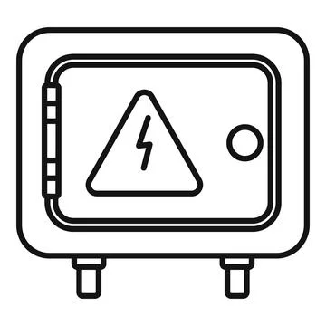 Electric meter box icon showing high voltage sign and wires Stock Illustration