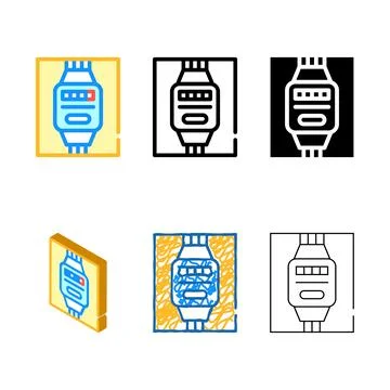 Electric meter color icon vector styleset isolated Stock Illustration