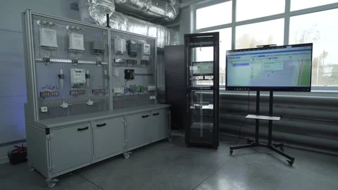 Electric meter control, management and diagnostics cabinet. Stock Footage 167251181
