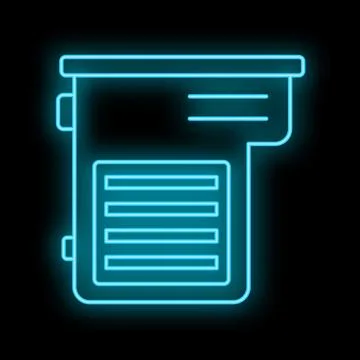Electric meter device glowing neon blue outline 库存插图