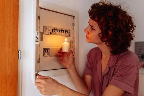 Electric meter failure. Blackout, no electricity Stock Photos