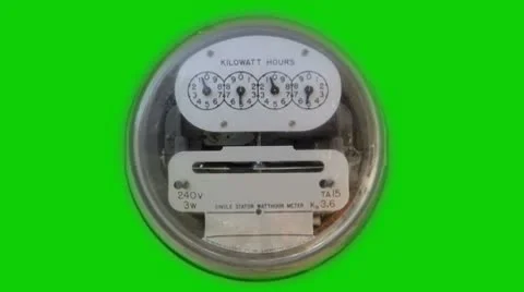 Electric Meter on Green Screen Video stock 8845409