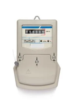 Electric meter isolated on a white background 스톡 사진
