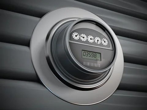 Electric meter with LCD panel Stock Illustration