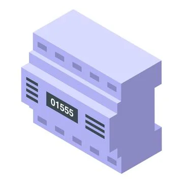 Electric meter measuring power consumption in isometric view Stock Illustration