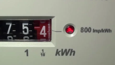 Electric meter red number 4 digit moving upwards. Stock Footage 170459607