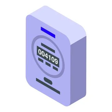 Electric meter showing consumption data isometric view 库存插图