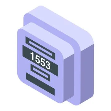Electric meter showing power consumption data isometric view Stock Illustration