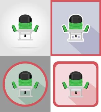 Electric mill tools for construction and repair flat icons vector illustratio Illustrazione stock
