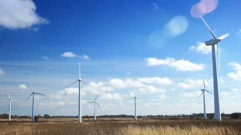 Electric mills in the field Stock Footage 72114907