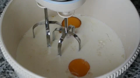 Electric mixer with dough for the cake Stock Footage 55487280