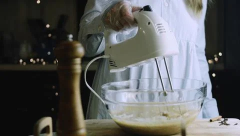 Electric Mixer Processing a Smooth Holiday Cookie Mixture Stock Photos