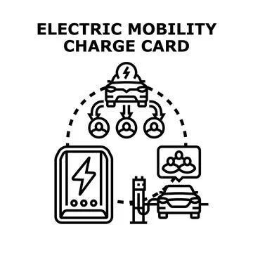 Electric mobility charge card concept for vehicle services Stock Illustration